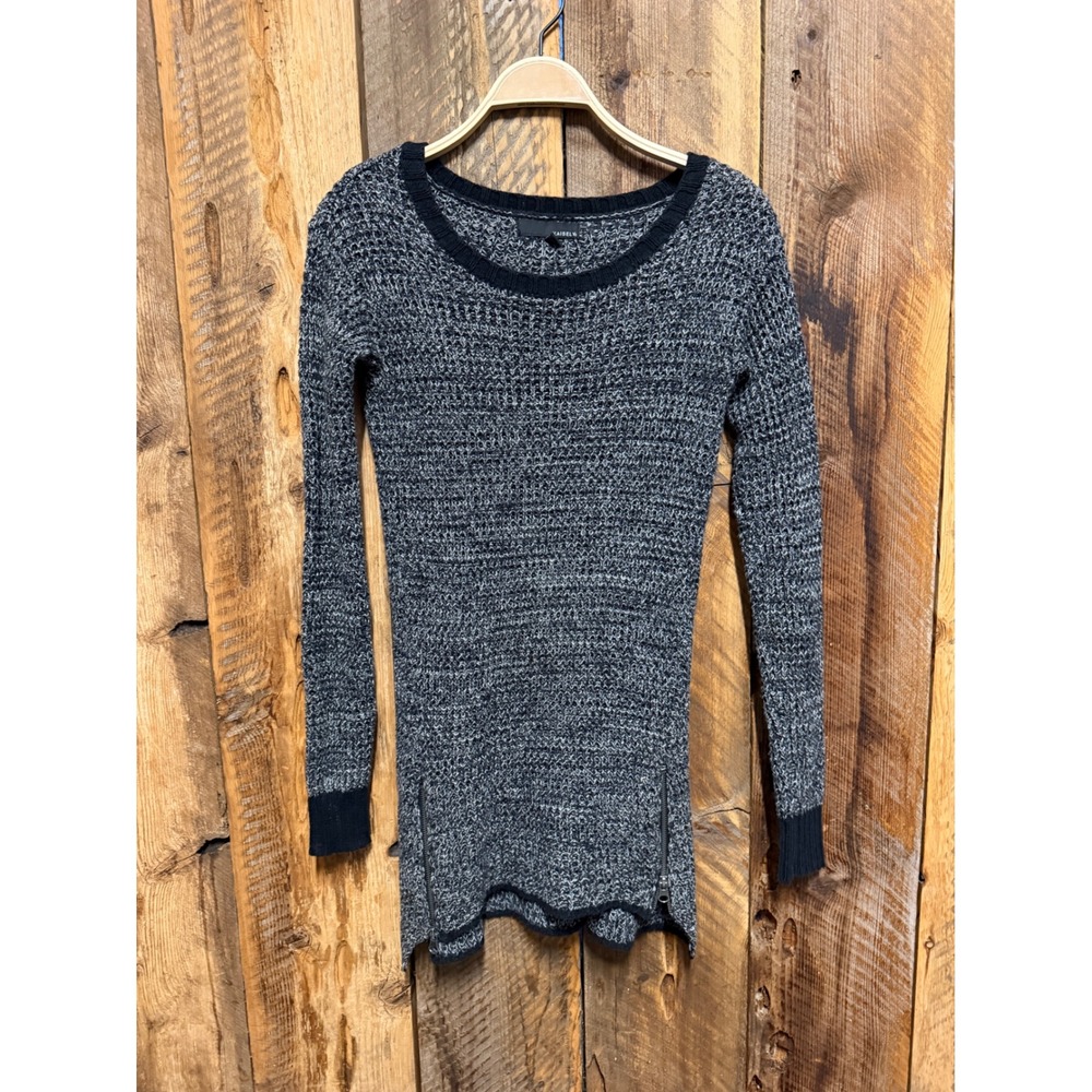 Kaisely Womens S Marled Knit Tunic Sweater Zip Pockets Grunge Dark Academia